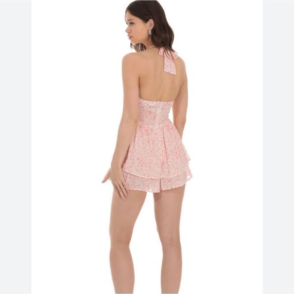 Sky To Moon Pink Floral Halter Romper Size Small - Picture 3 of 15